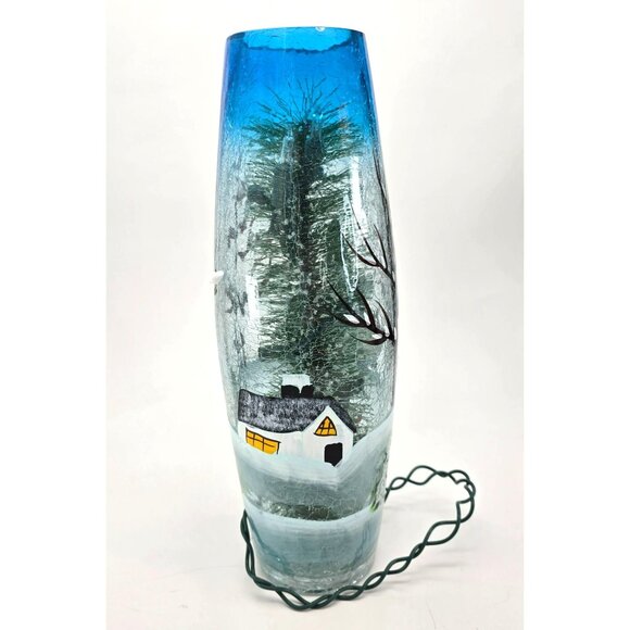 Kirklands Pre-Lit Snowman Hand-Painted Glass Vase Decorative Accent Winter vl800 - Picture 5 of 9